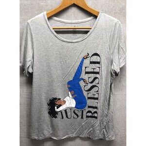 Ashley Stewart Tee Shirt Size 18/20 Just Blessed Graphic Print Short Sleeve